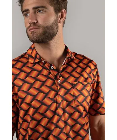 American Heritage Black with Orange Waves Polo Shirt