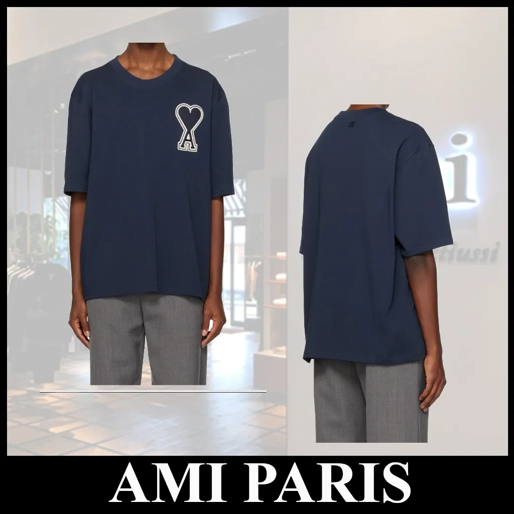 AMI PARIS  |Crew Neck Short Sleeves Logo Designers Crew Neck T-Shirts