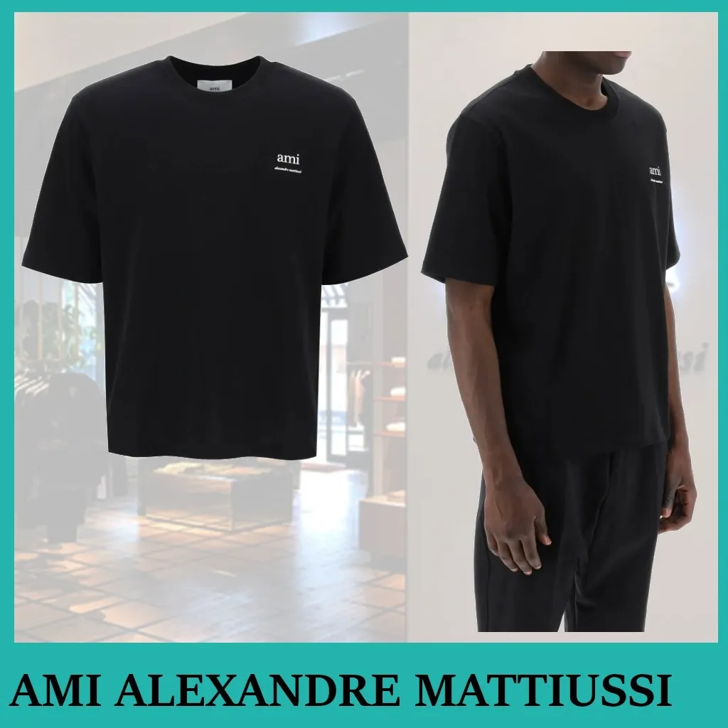 AMI PARIS  |Unisex Plain Short Sleeves Logo Designers T-Shirts