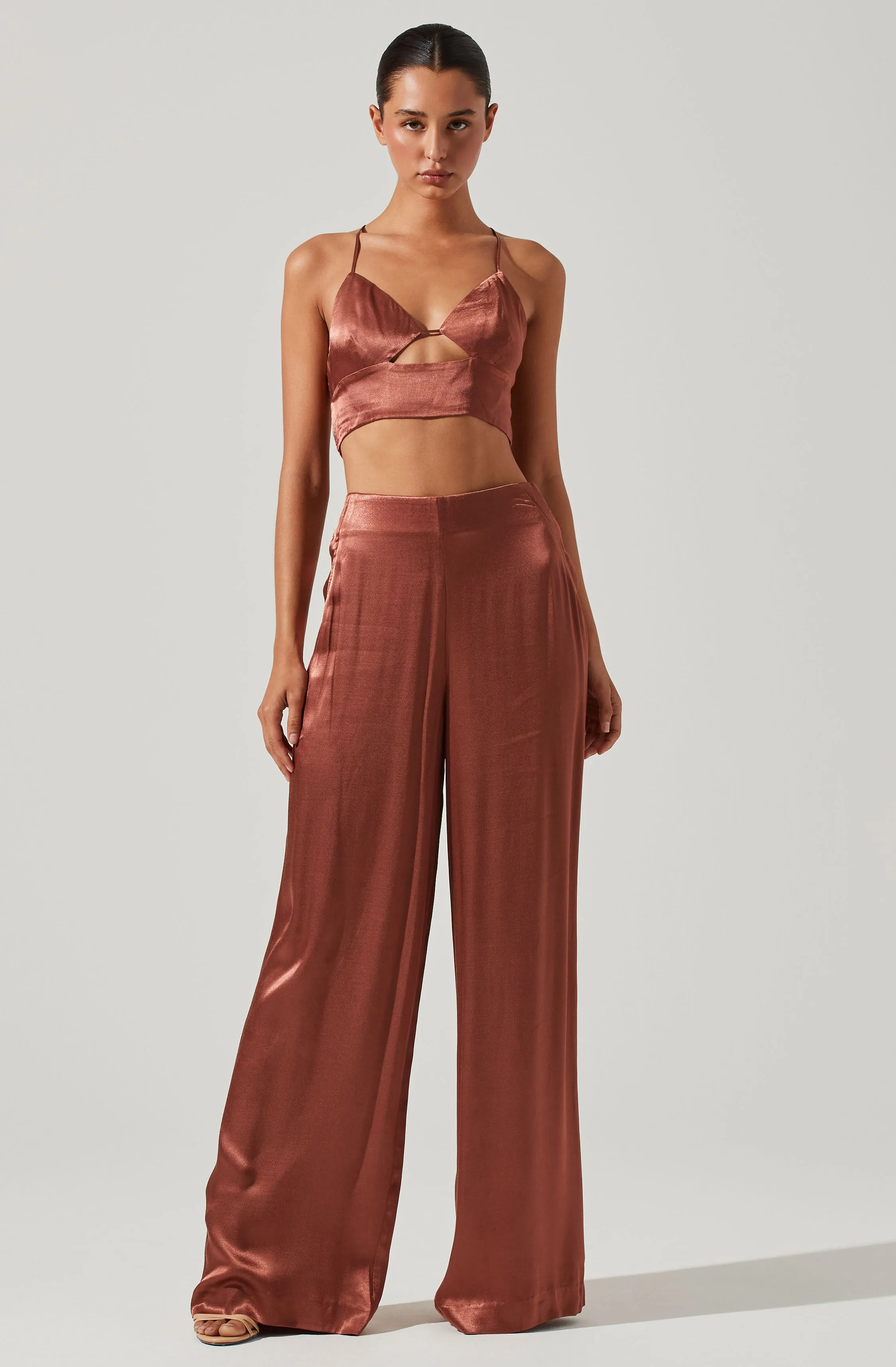 Amiah Satin Cutout Crop Top