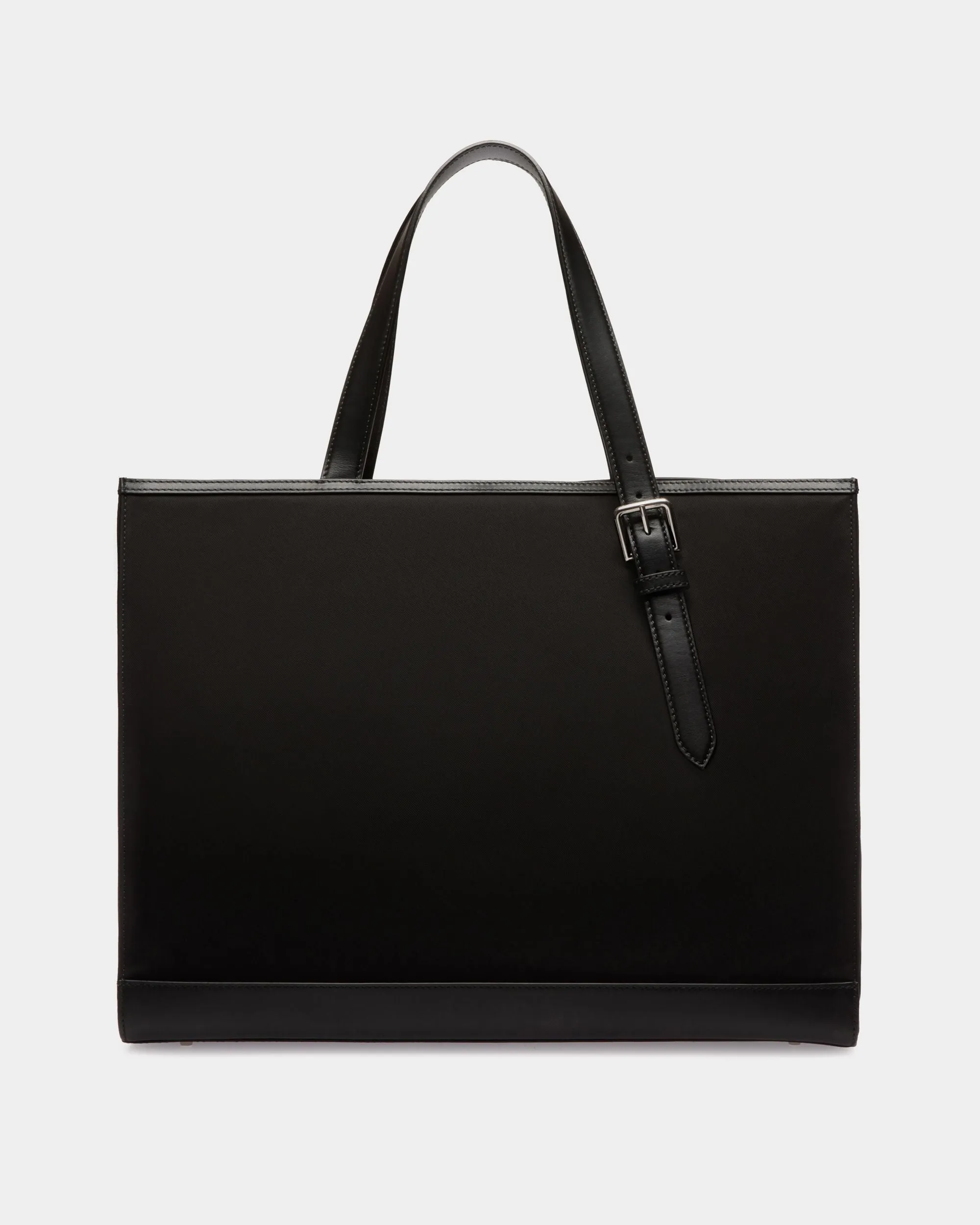 Bar Tote in Black Nylon And Leather 