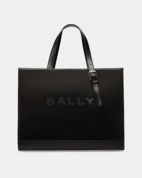 Bar Tote in Black Nylon And Leather 