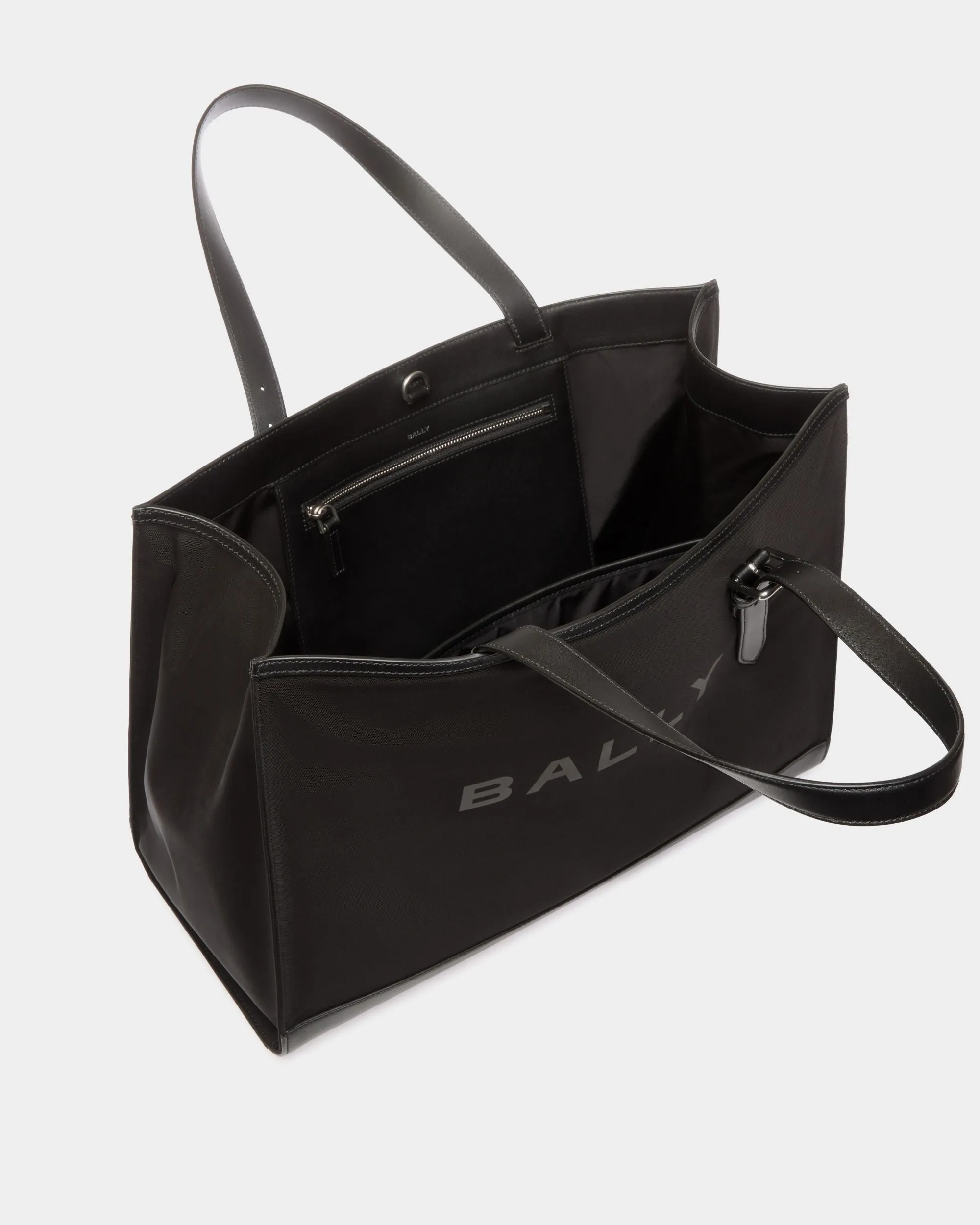 Bar Tote in Black Nylon And Leather 