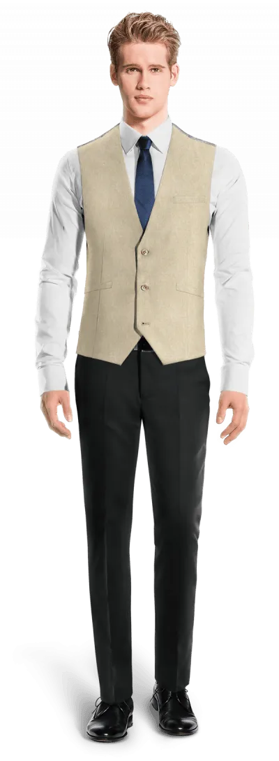 Beige linen essential Waistcoat