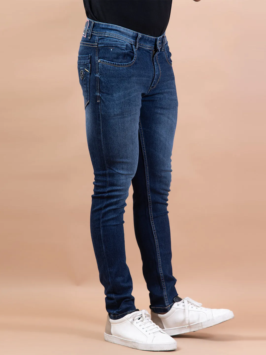 Blue Denim Ankle Length Stretchable Men's Jeans