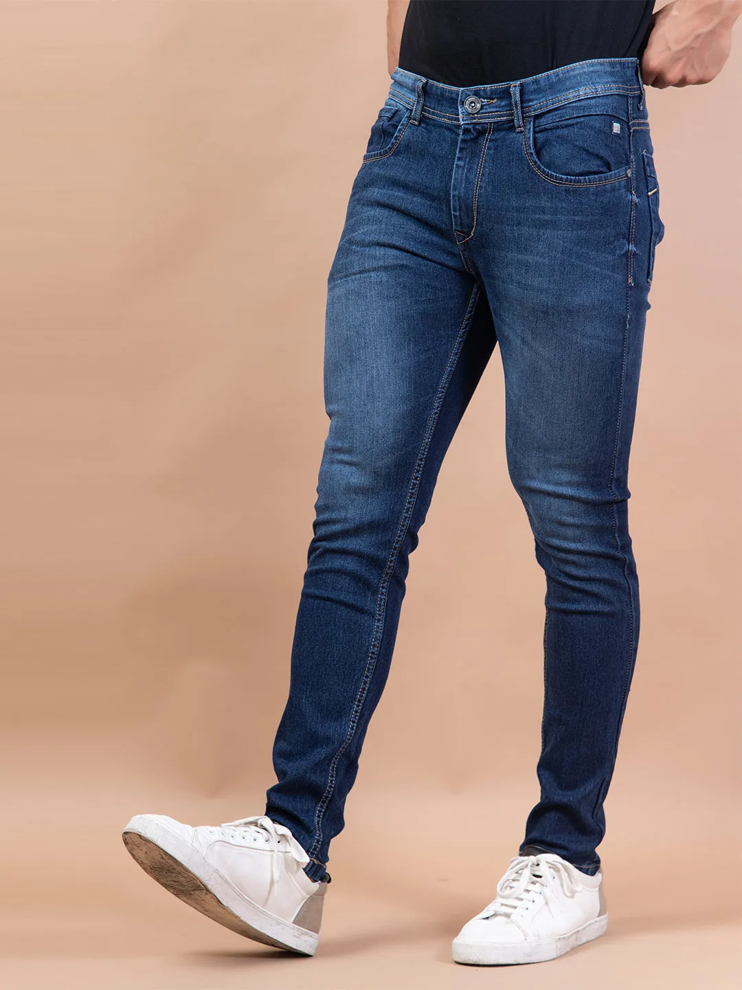 Blue Denim Ankle Length Stretchable Men's Jeans