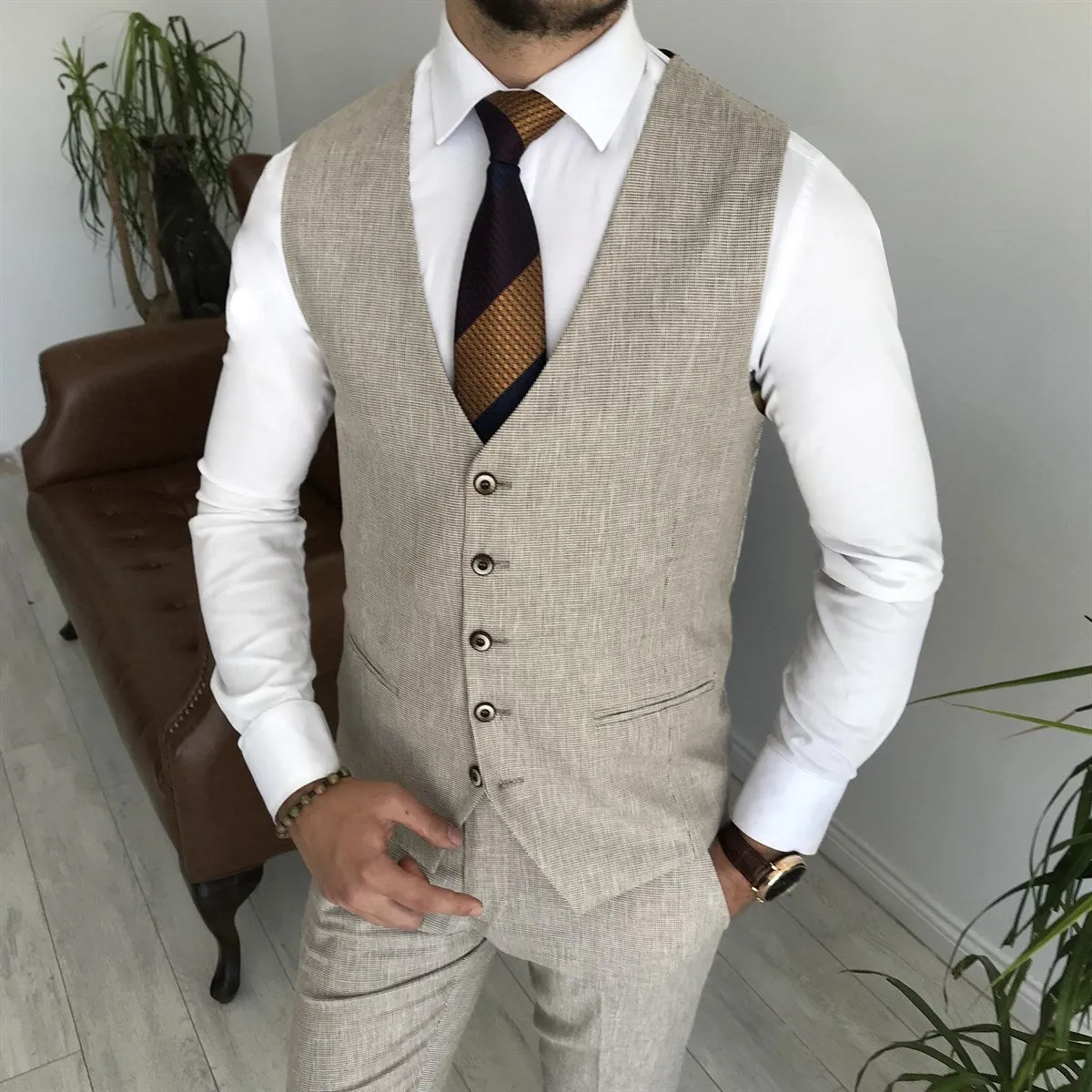 Bojoni Cagliari Camel Slim-Fit Suit 3-Piece