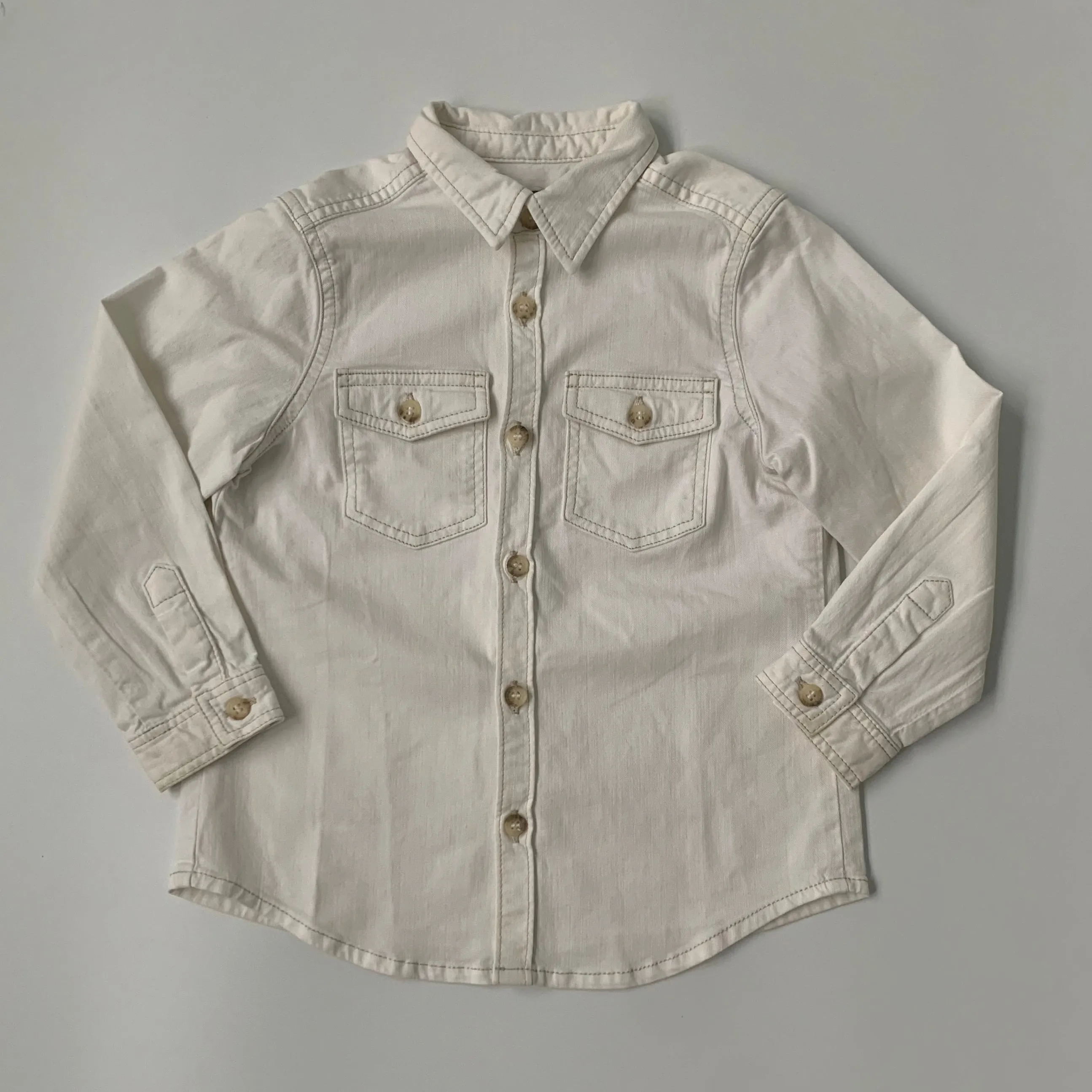 Bonpoint White Denim Shirt: 4 Years