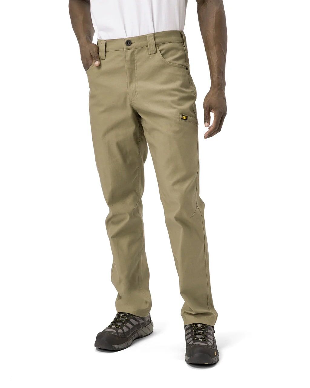 CAT Men's Stretch Canvas Utility Straight Fit Work Pants in Khaki