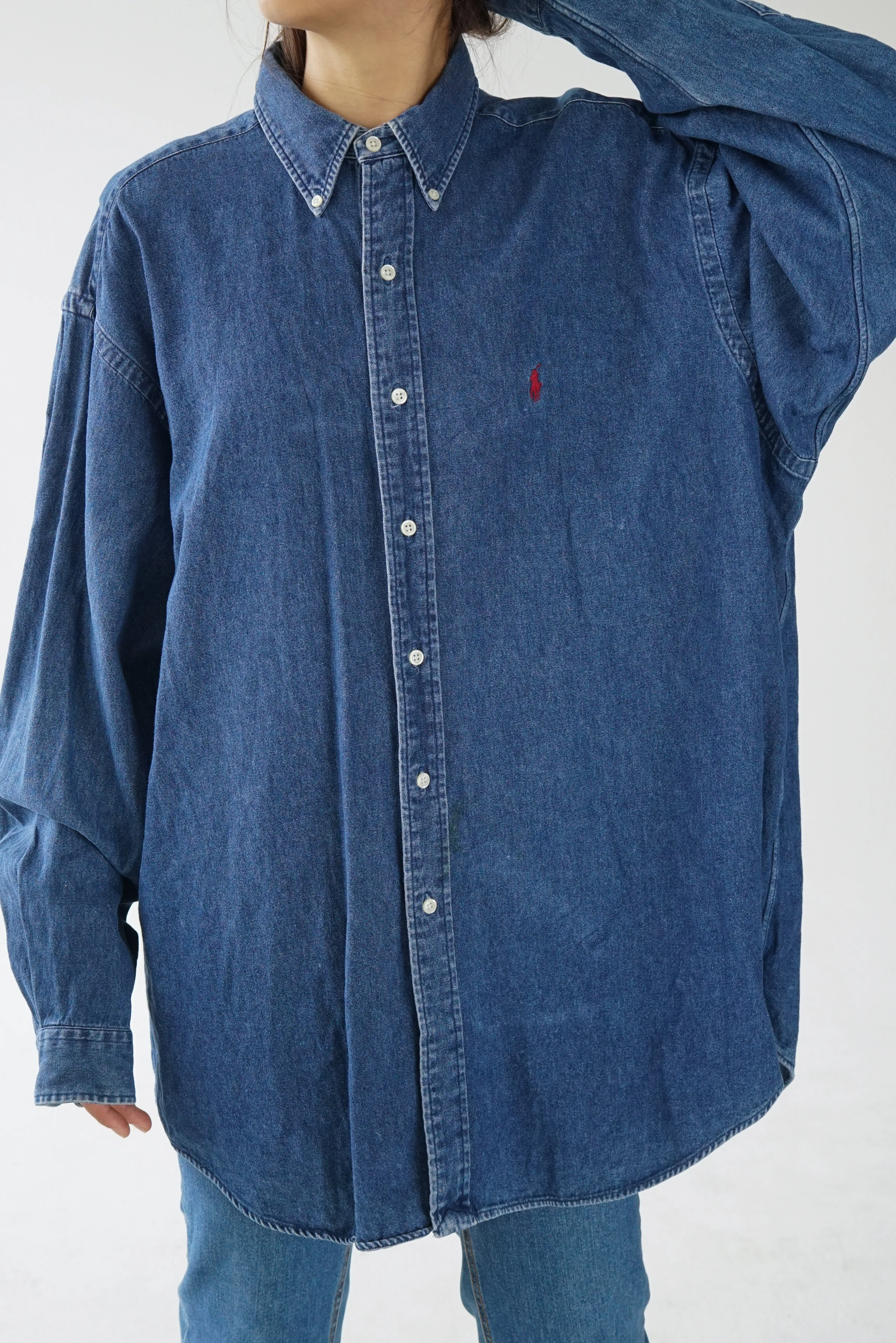 Chemise vintage Polo en jeans par Ralph Lauren pour homme taille XL