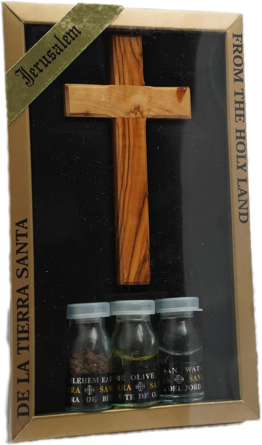 Christian Blessing Kit Set w/ Traditional Cross, Olive Oil, Holy Water & Bethlehem Soil 8/20cm