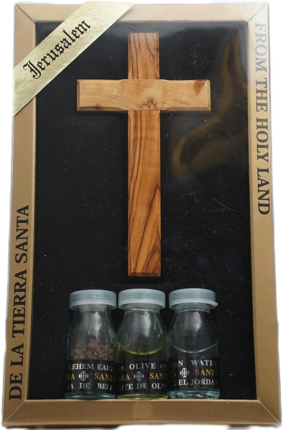 Christian Blessing Kit Set w/ Traditional Cross, Olive Oil, Holy Water & Bethlehem Soil 8/20cm