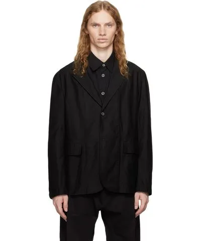 COOR Black Garment-Washed Blazer