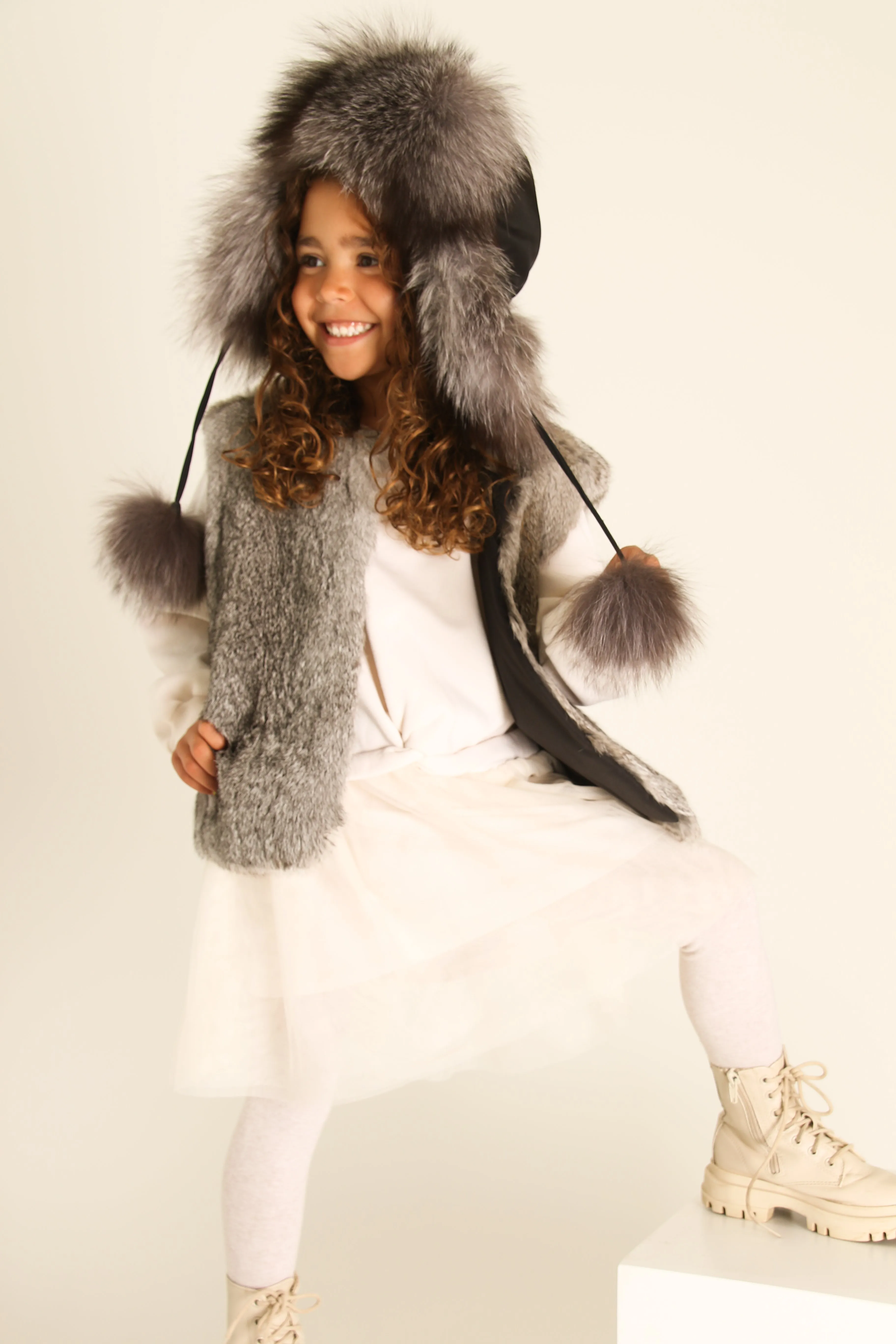 Cross Fox Fur Trapper Hat