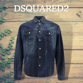 D SQUARED2  |Long Sleeves Plain Cotton Front Button Luxury Shirts