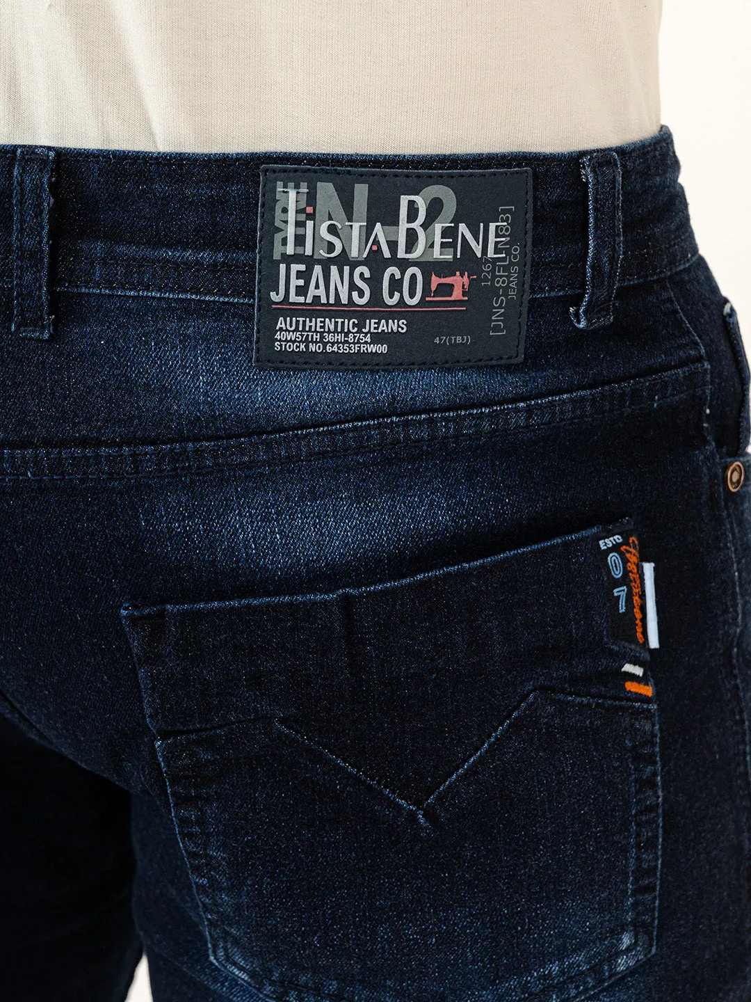 Dark Blue Slim-Fit Ankle Length Mens Jeans