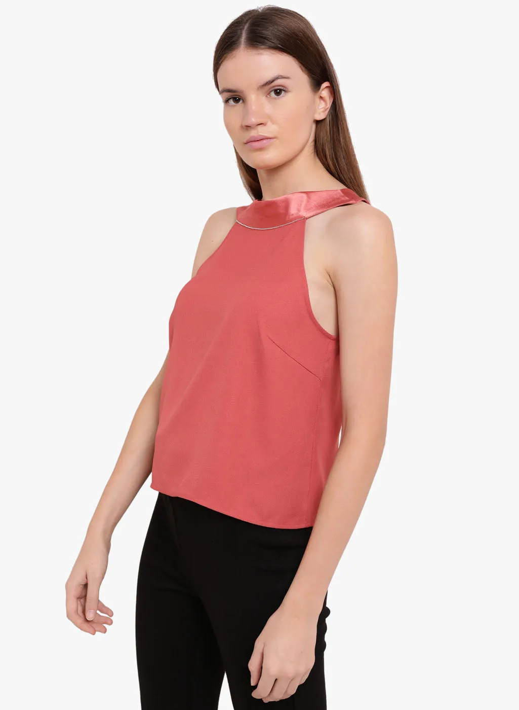 Denise Satin Draped Collar Top