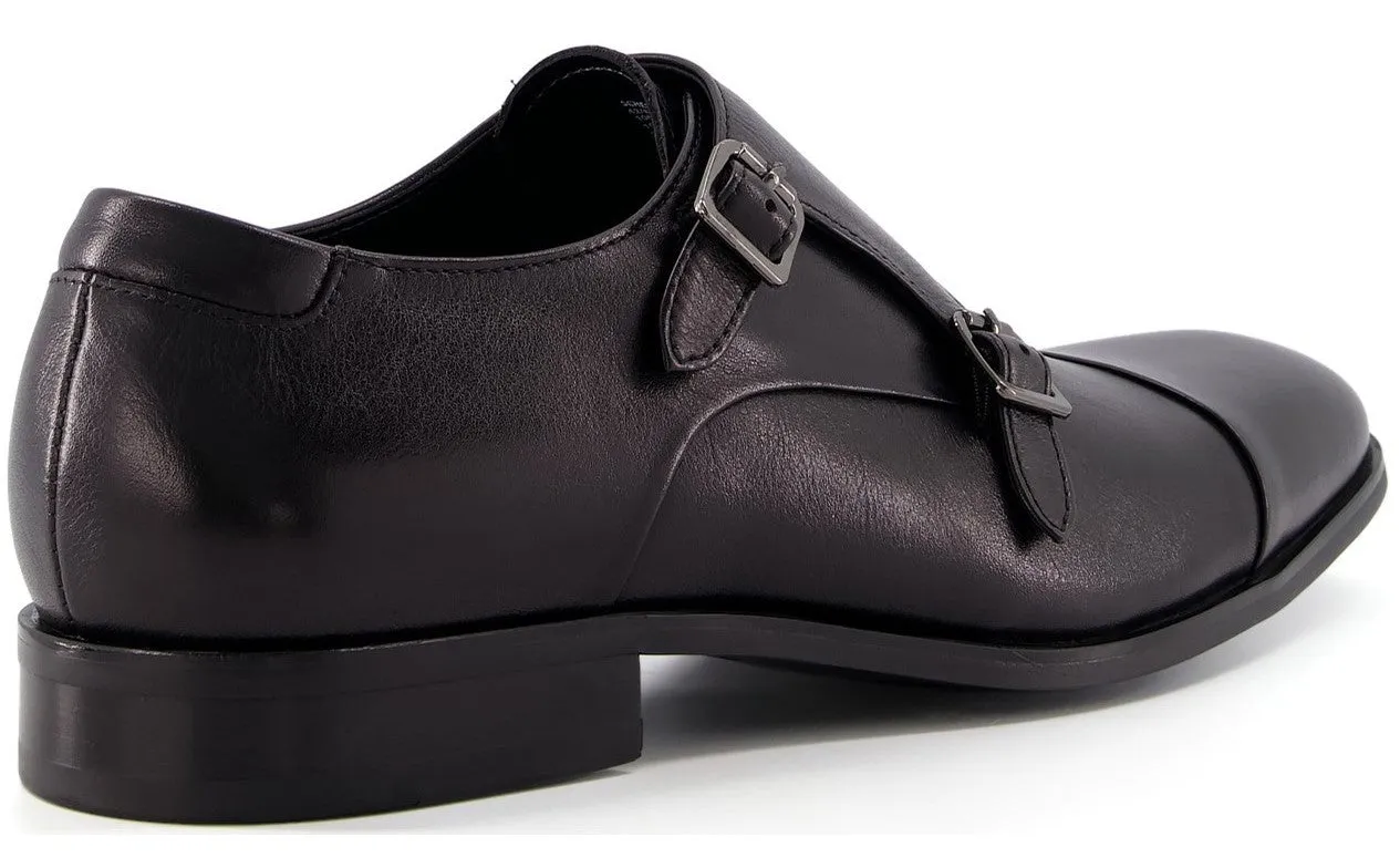 Dune Schemer Mens Leather Double Strap Monk Shoe