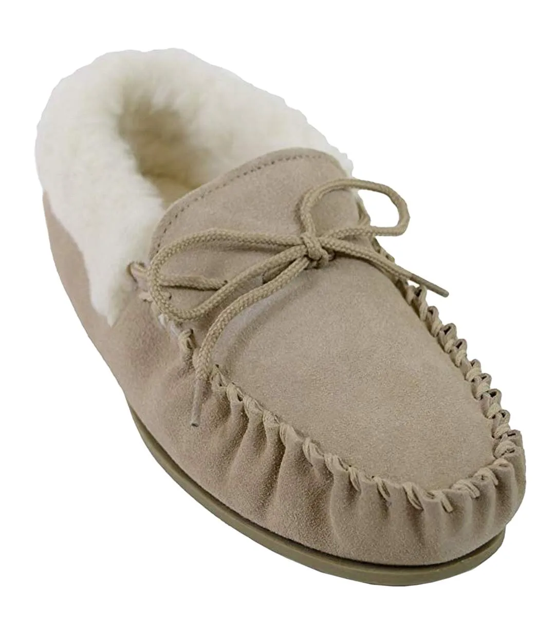 Eastern Counties Leather Womens/Ladies Hard Sole Wool Lined Moccasins (Camel) - UTEL231