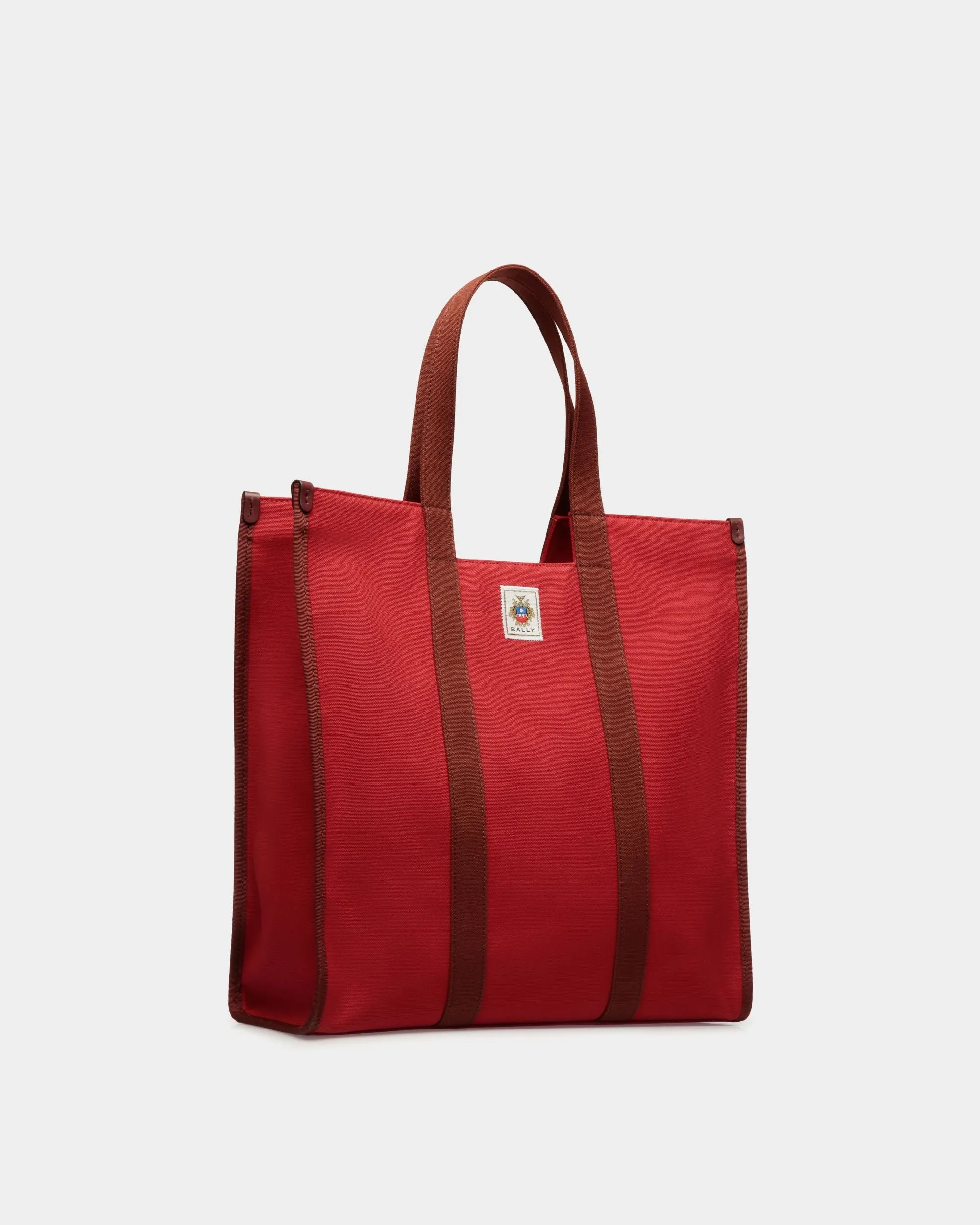 Easy Bally Tote In Candy Red Cotton Canvas 