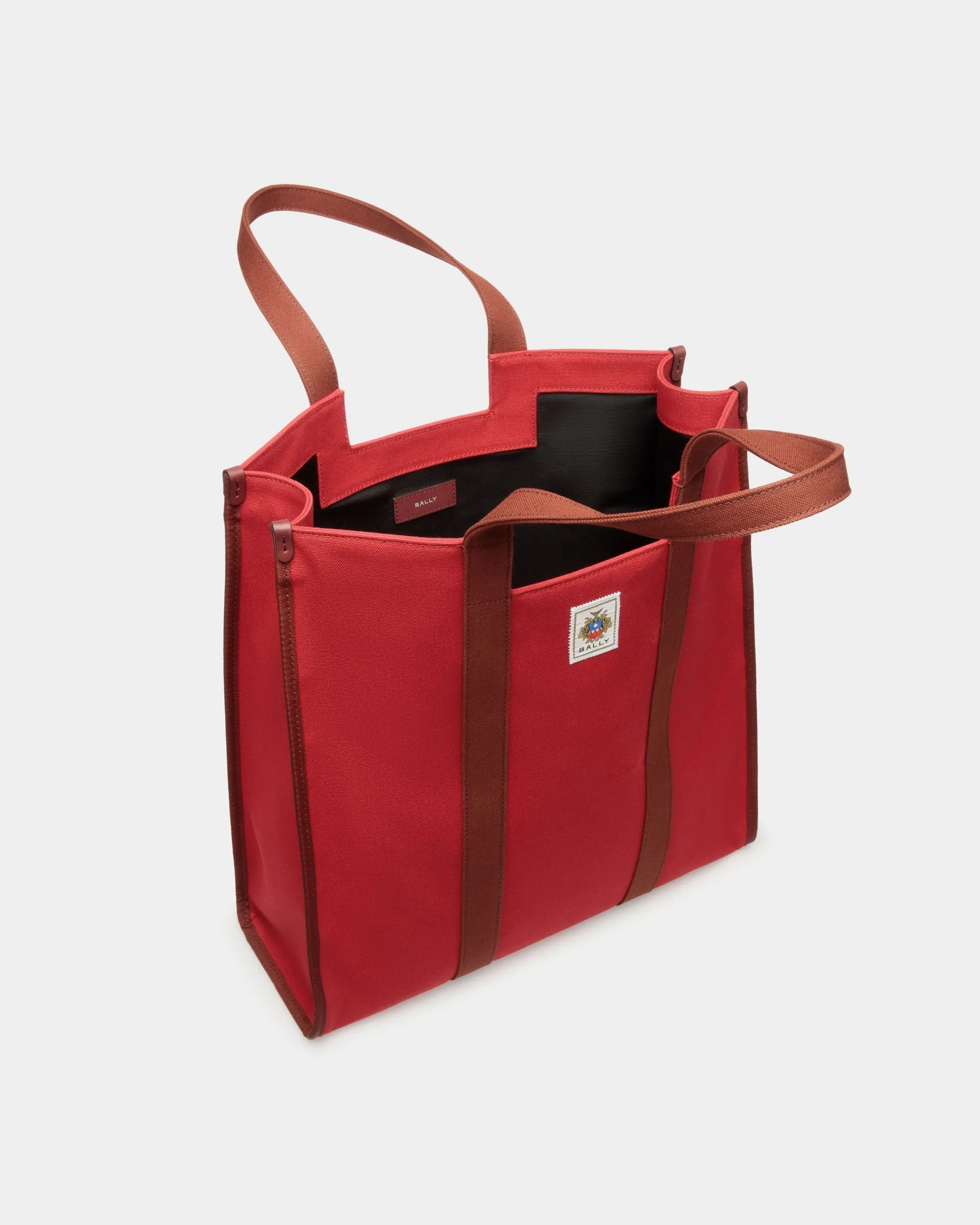 Easy Bally Tote In Candy Red Cotton Canvas 