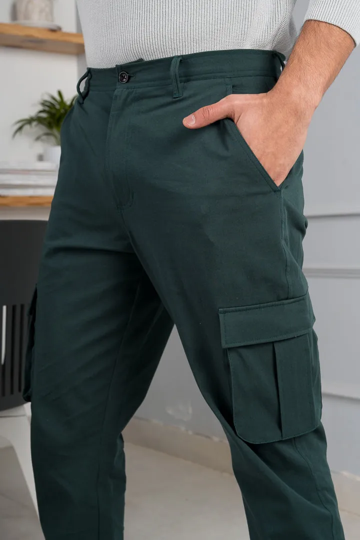 Forest Green Stretch Cargo Pants