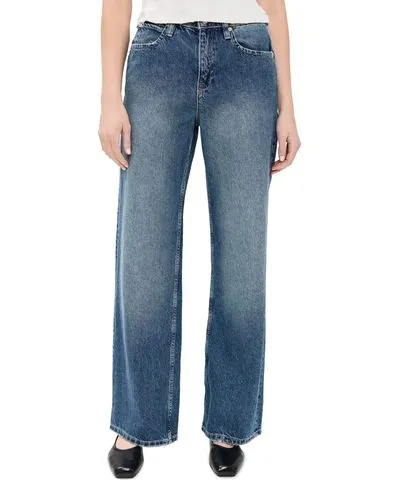 Free People Tinsley Baggy High Rise Straight Jeans Hazey Blue 31