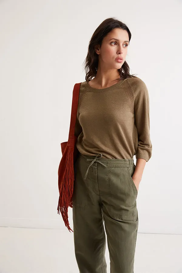 Gerard Darel LANNA LINEN ROUND NECK SWEATER