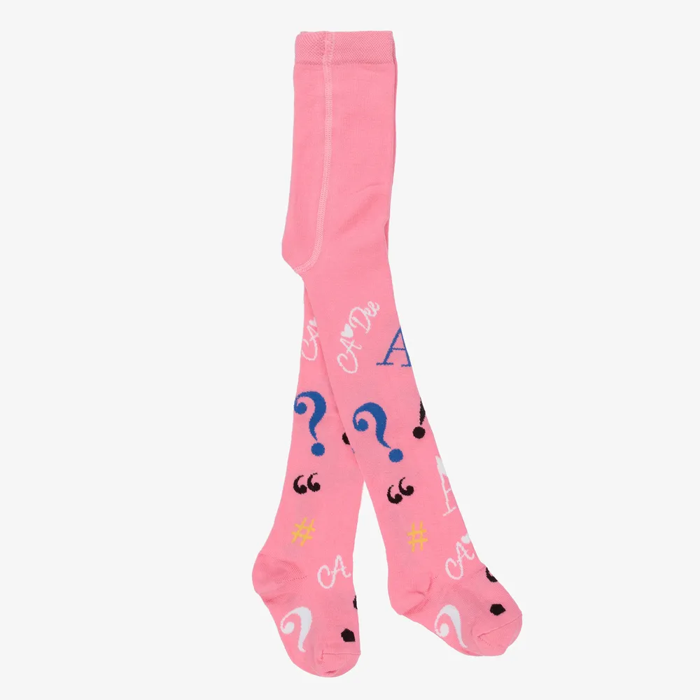 Girls Pink Cotton Tights