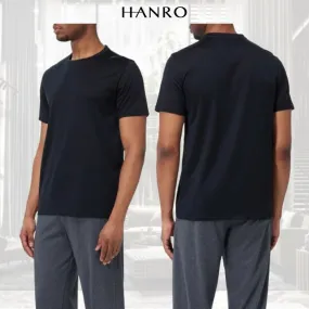 HANRO  |Crew Neck Plain Cotton Short Sleeves Crew Neck T-Shirts