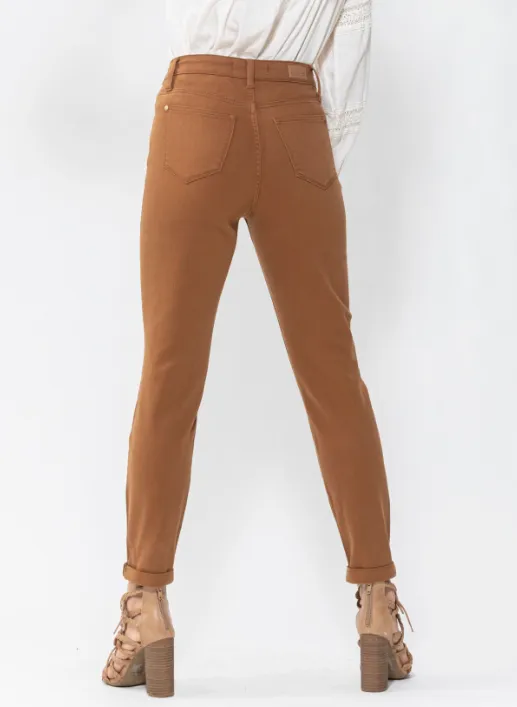 High Waist Brown Slim Fit Jeans