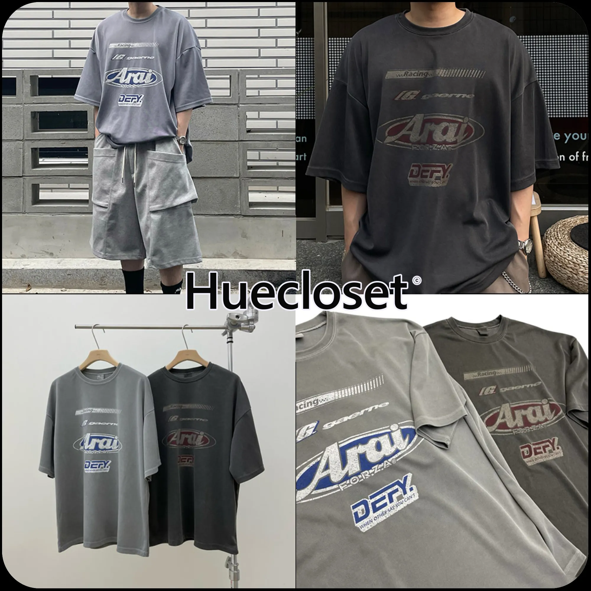 HUE  |[Huecloset]★Mesh Pigment Racing T-shirt (2 color)