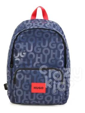 Hugo Backpack Bag All Over Logo Blue