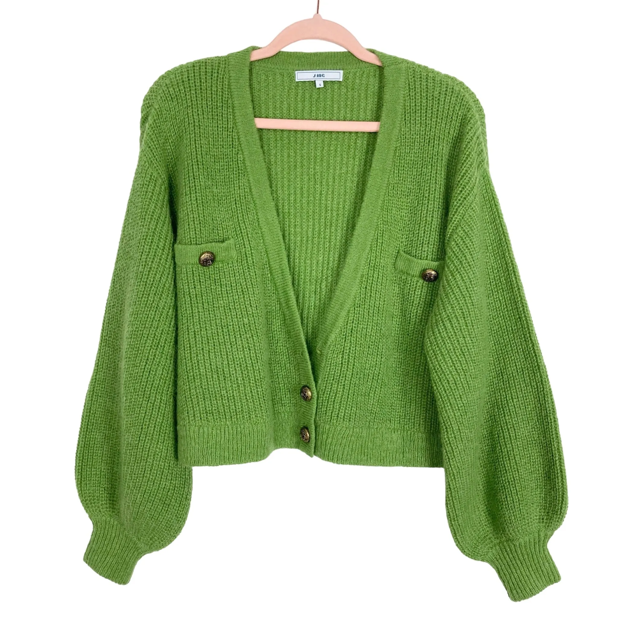 J. ING Green Wool Blend Cropped Cardigan Sweater- Size S (see notes)