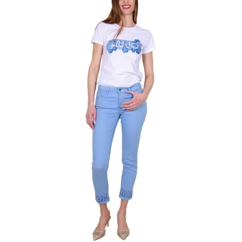 JEANS SKINNY IN COTONE STRETCH, AZZURRO