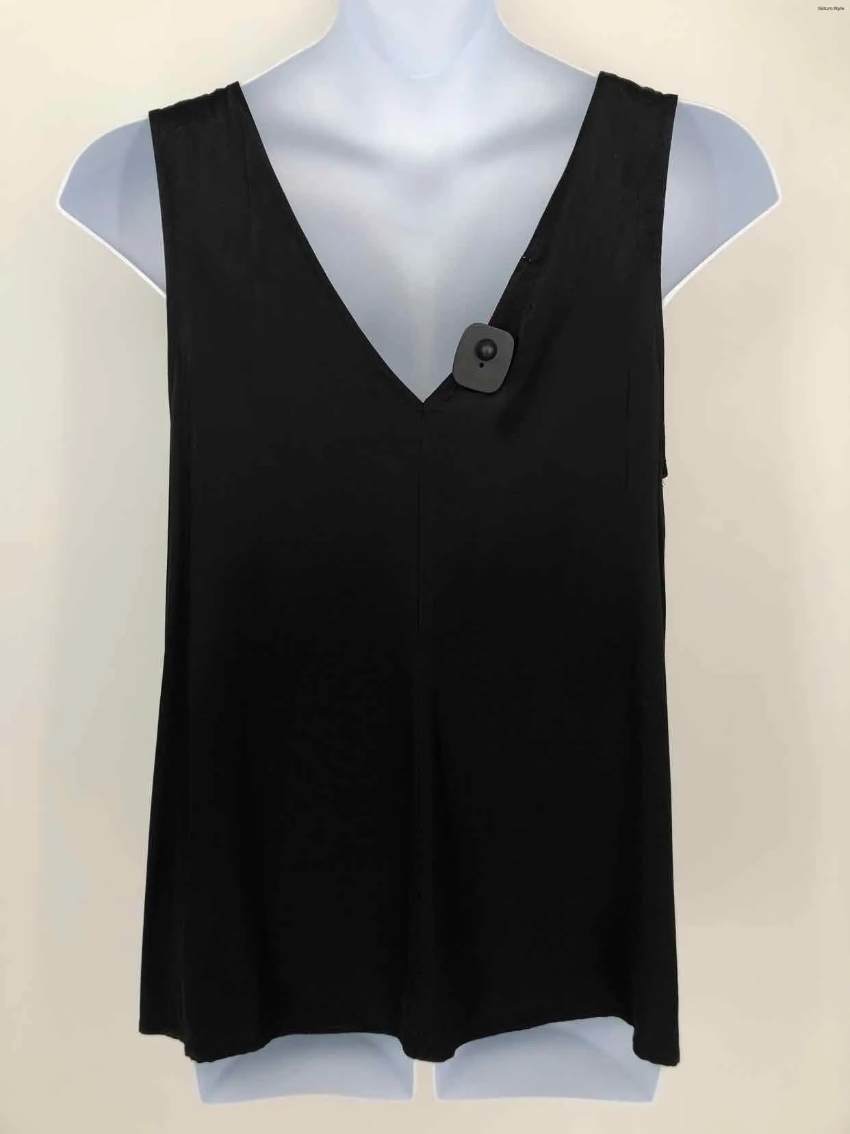 JOHNNY WAS CALME Black Satin V-Neck Tank Size LARGE  (L) Top