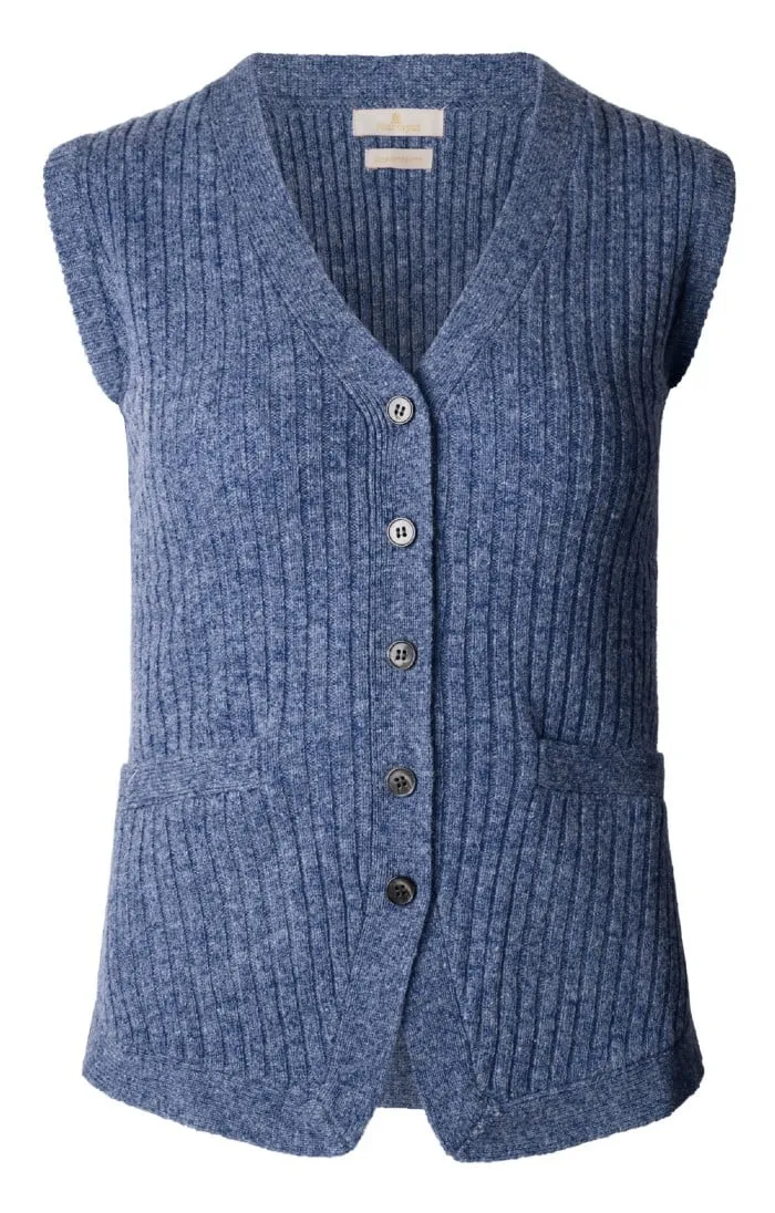 Ladies Lambswool Ribbed Waistcoat