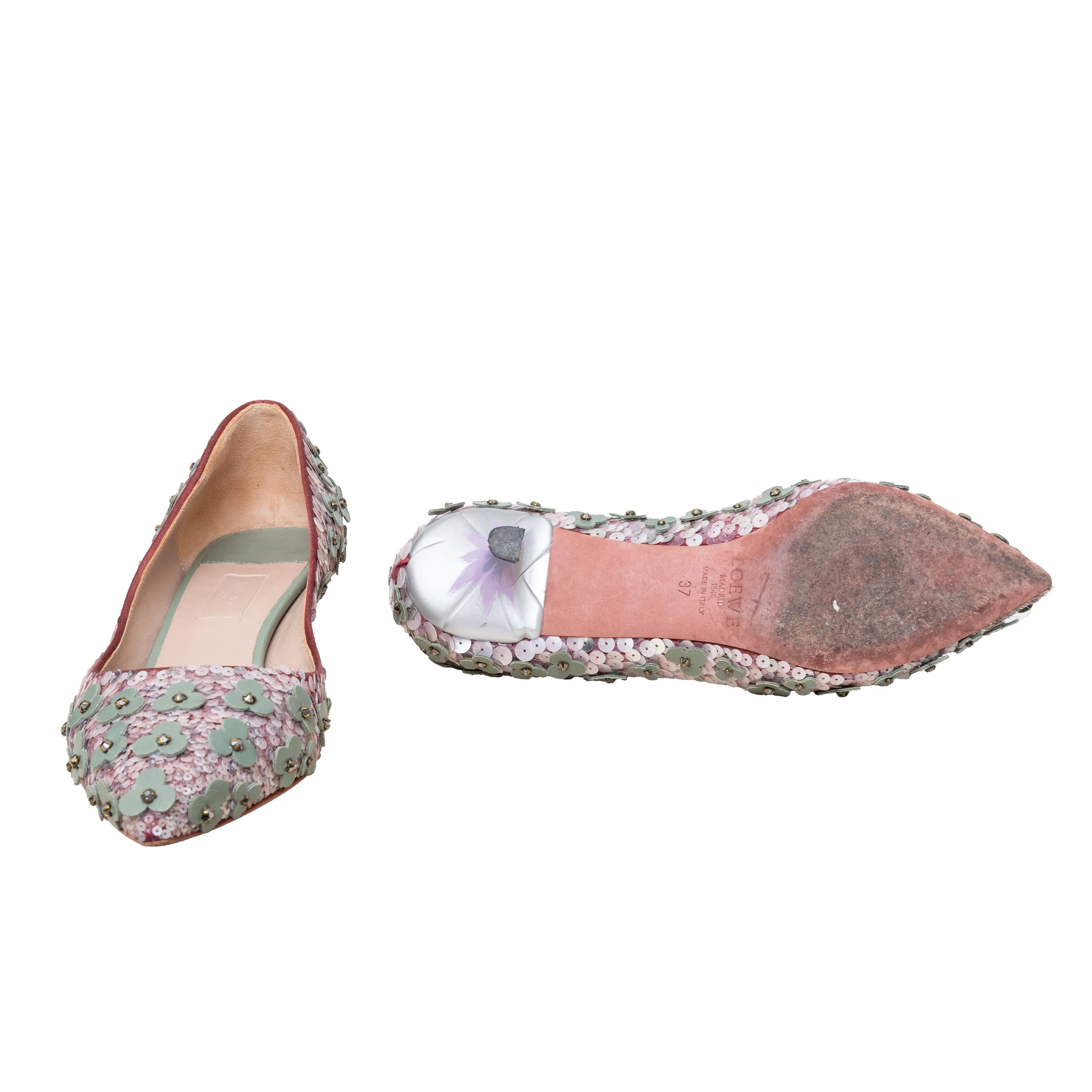 Loewe Flower Bead Embellished Pumps - '20s