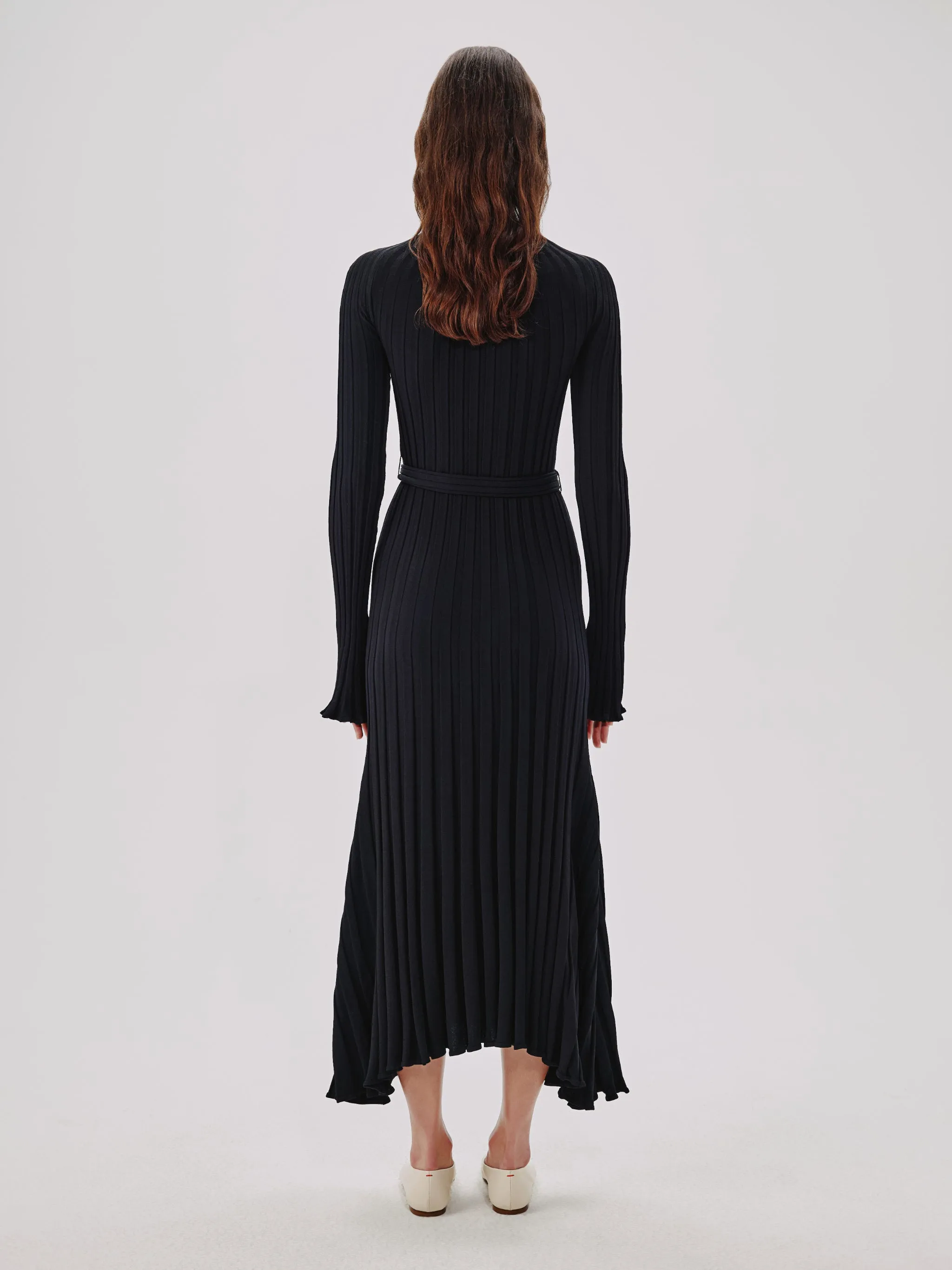 Long Sleeve Rib Flare Dress