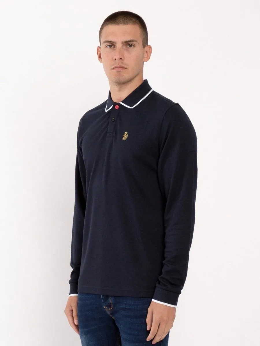 Luke 1977 Meadtastic Sport Long Sleeve Pique Polo Shirt Very Dark Navy