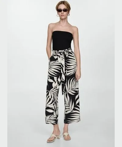 MANGO Printed pants with bow