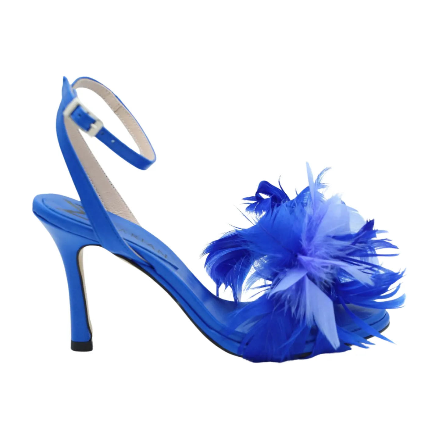 MARIAN Royal Blue Heeled Sandal with Feather