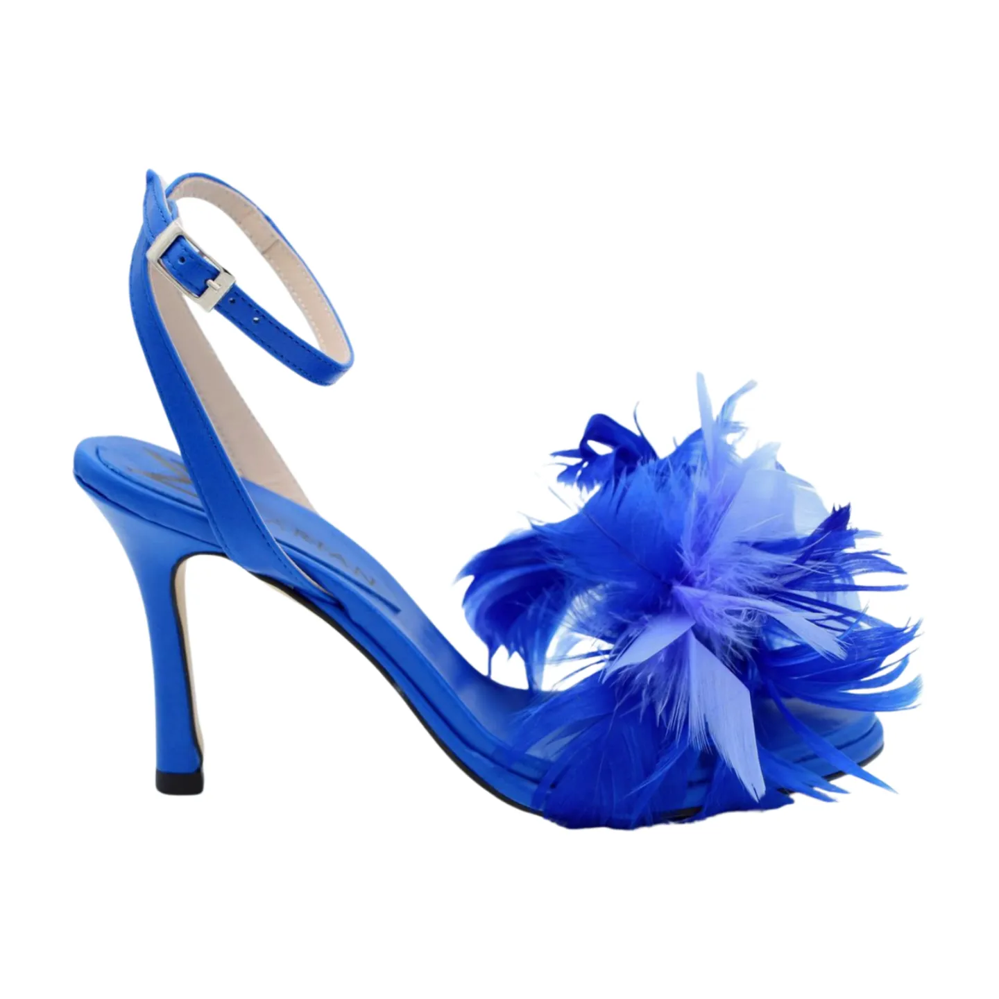 MARIAN Royal Blue Heeled Sandal with Feather