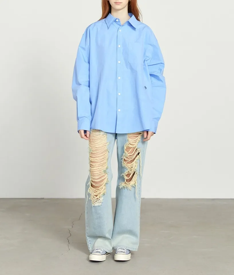 Marithe + Francois Girbaud  |[MARITHE]★RHOMBUS LOGO OVERSIZE SHIRT