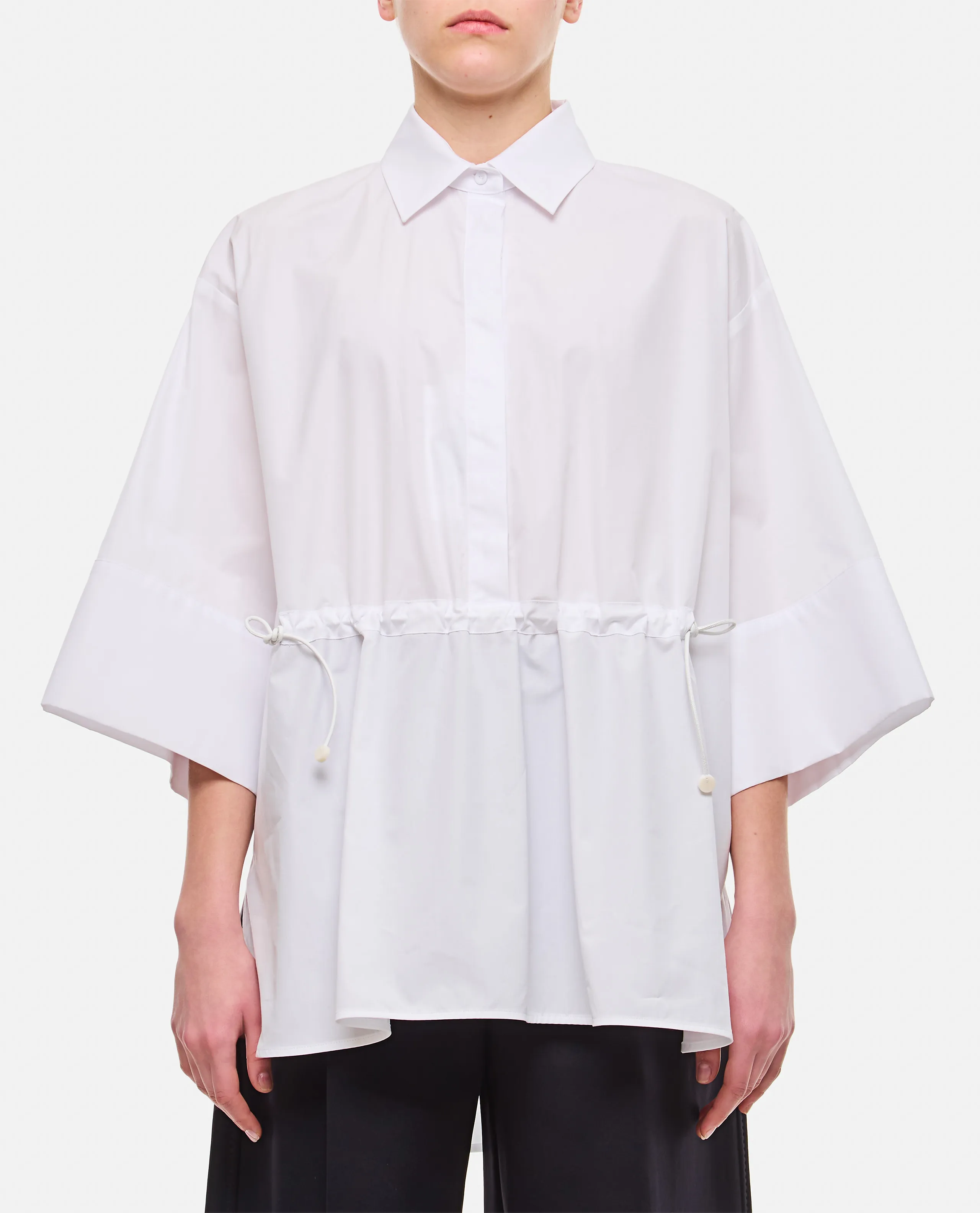 MaxMara  |Plain Cotton Short Sleeves Shirts & Blouses