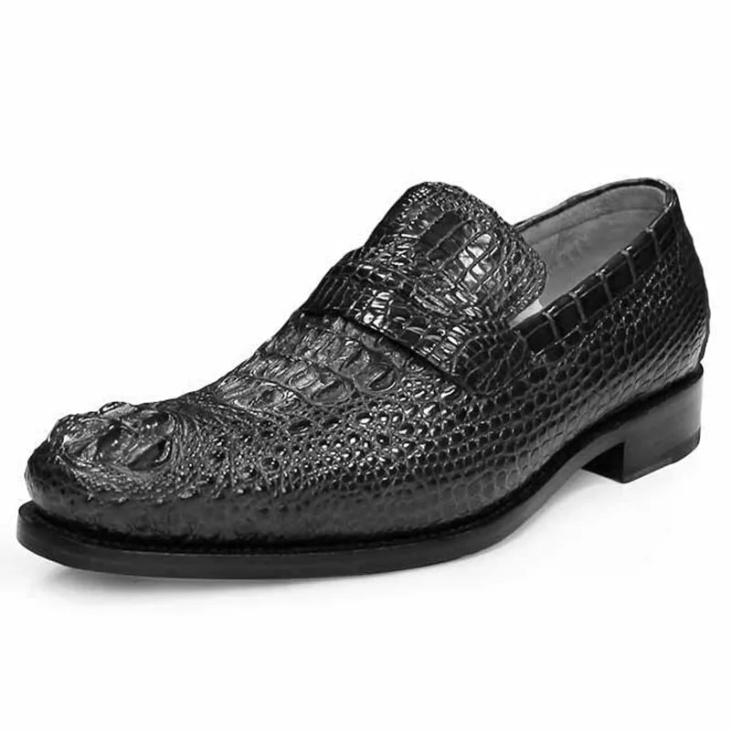 Men's Handmade Crocodile Skin Slip-on Italian Welted Formal Loafers