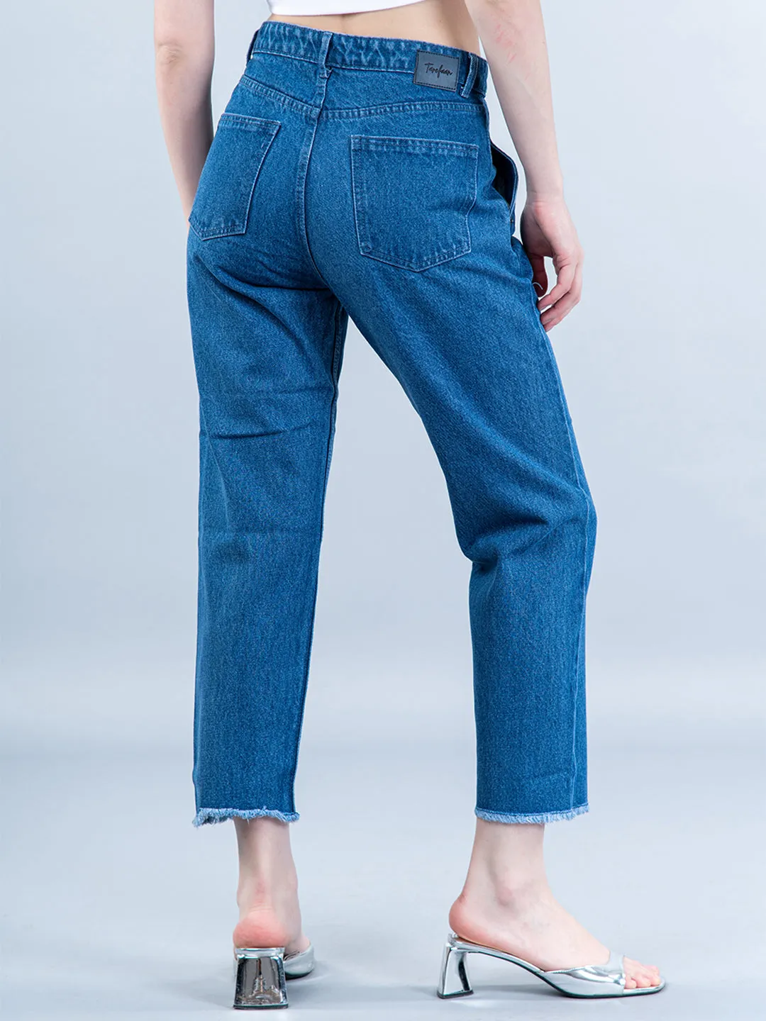 Mid Blue Baggy-fit Jeans For Women