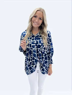 Molly Satin Two Tone Giraffe Boxy Oversized Top