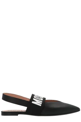 Moschino Logo Band Slingback Mules