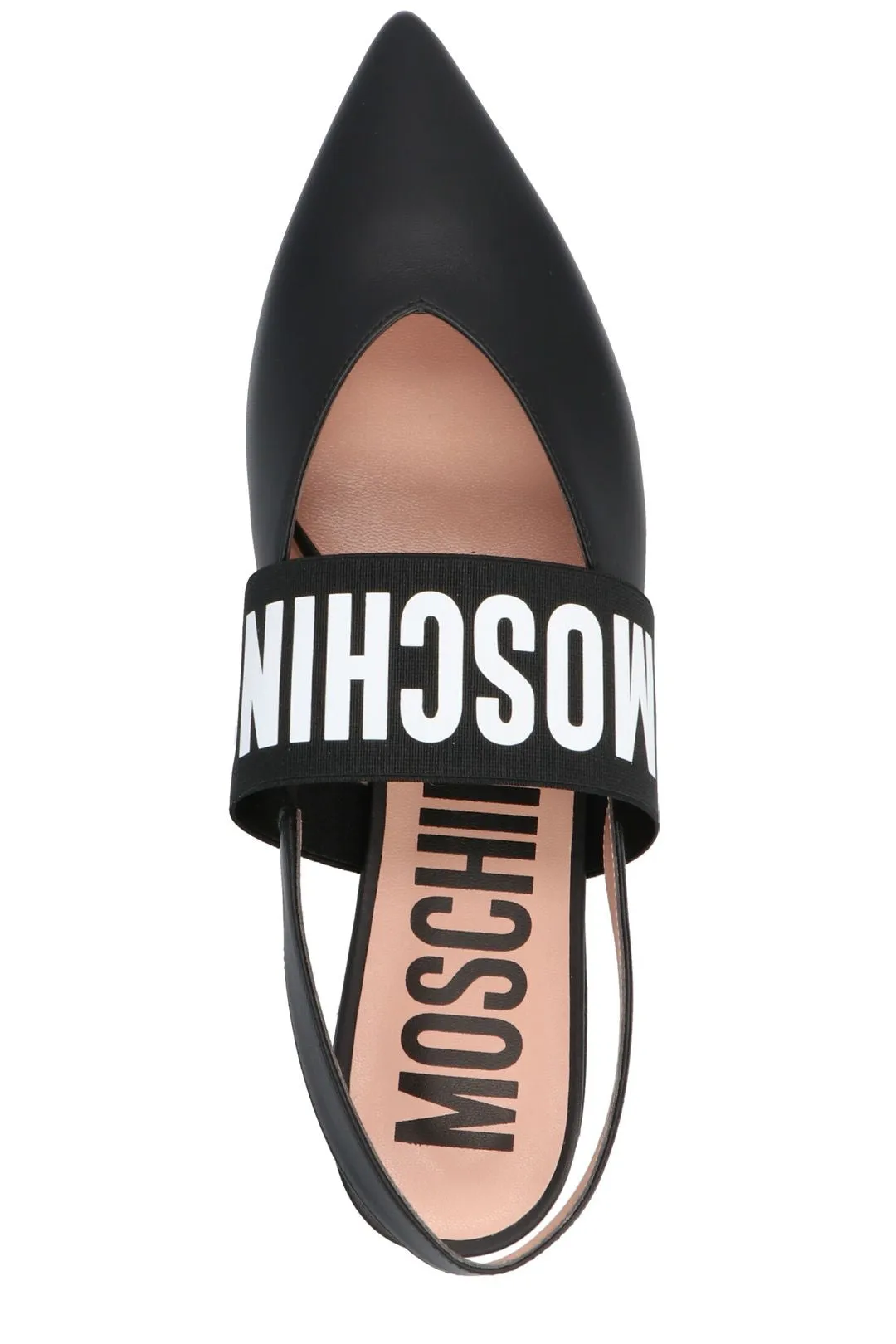 Moschino Logo Band Slingback Mules